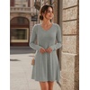 Zeagoo Women’s Sweater Dress Ribbed Knit V Neck Short Casual Dress | Long Sleeve Fit and Flare A Line Swing Soft Stretch Empire Waist Knitted Mini Dresses for Fall Winter Spring(Light Grey)
