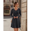 Zeagoo Women’s Sweater Dress Ribbed Knit V Neck Short Casual Dress | Long Sleeve Fit and Flare A Line Swing Soft Stretch Empire Waist Knitted Mini Dresses for Fall Winter Spring(Dark Grey)