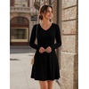 Zeagoo Women’s Sweater Dress Ribbed Knit V Neck Short Casual Dress | Long Sleeve Fit and Flare A Line Swing Soft Stretch Empire Waist Knitted Mini Dresses for Fall Winter Spring(Black)