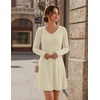 Zeagoo Women’s Sweater Dress Ribbed Knit V Neck Short Casual Dress | Long Sleeve Fit and Flare A Line Swing Soft Stretch Empire Waist Knitted Mini Dresses for Fall Winter Spring(Apricot)