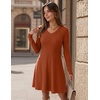 Zeagoo Women’s Sweater Dress Ribbed Knit V Neck Short Casual Dress | Long Sleeve Fit and Flare A Line Swing Soft Stretch Empire Waist Knitted Mini Dresses for Fall Winter Spring(Orange)