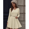 Zeagoo Women’s Sweater Dress Ribbed Knit V Neck Short Casual Dress | Long Sleeve Fit and Flare A Line Swing Soft Stretch Empire Waist Knitted Mini Dresses for Fall Winter Spring(Apricot)