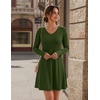 Zeagoo Women’s Sweater Dress Ribbed Knit V Neck Short Casual Dress | Long Sleeve Fit and Flare A Line Swing Soft Stretch Empire Waist Knitted Mini Dresses for Fall Winter Spring(Army Green)