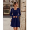 Zeagoo Women’s Sweater Dress Ribbed Knit V Neck Short Casual Dress | Long Sleeve Fit and Flare A Line Swing Soft Stretch Empire Waist Knitted Mini Dresses for Fall Winter Spring(Navy Blue)