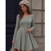 Zeagoo Women’s Sweater Dress Ribbed Knit V Neck Short Casual Dress | Long Sleeve Fit and Flare A Line Swing Soft Stretch Empire Waist Knitted Mini Dresses for Fall Winter Spring(Light Grey)