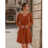 Zeagoo Women’s Sweater Dress Ribbed Knit V Neck Short Casual Dress | Long Sleeve Fit and Flare A Line Swing Soft Stretch Empire Waist Knitted Mini Dresses for Fall Winter Spring(Orange)