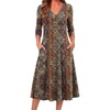 Zeagoo Dresses for Womens Long Sleeve Midi Dress Fall Casual A Line Dress | Fall Outfits 2026,V Neck Flare Dress with Pockets,Winter Long Dresses For Women,Floral Printed,Business Casual,Flowy Swing(Floral Printed-1)