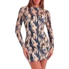 Zeagoo Women’s Mesh Sheer Long Sleeve Dress Ruched Bodycon Mock Neck Cocktail Party Sexy Mini Dresses 2026(Zr220)