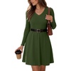 Zeagoo Women’s Sweater Dress Ribbed Knit V Neck Short Casual Dress | Long Sleeve Fit and Flare A Line Swing Soft Stretch Empire Waist Knitted Mini Dresses for Fall Winter Spring(Army Green)