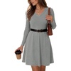 Zeagoo Women’s Sweater Dress Ribbed Knit V Neck Short Casual Dress | Long Sleeve Fit and Flare A Line Swing Soft Stretch Empire Waist Knitted Mini Dresses for Fall Winter Spring(Light Grey)