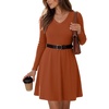 Zeagoo Women’s Sweater Dress Ribbed Knit V Neck Short Casual Dress | Long Sleeve Fit and Flare A Line Swing Soft Stretch Empire Waist Knitted Mini Dresses for Fall Winter Spring(Orange)
