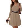 Zeagoo Women’s Sweater Dress Ribbed Knit V Neck Short Casual Dress | Long Sleeve Fit and Flare A Line Swing Soft Stretch Empire Waist Knitted Mini Dresses for Fall Winter Spring(Khaki)