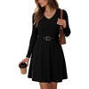 Zeagoo Women’s Sweater Dress Ribbed Knit V Neck Short Casual Dress | Long Sleeve Fit and Flare A Line Swing Soft Stretch Empire Waist Knitted Mini Dresses for Fall Winter Spring(Black)