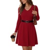 Zeagoo Women’s Sweater Dress Ribbed Knit V Neck Short Casual Dress | Long Sleeve Fit and Flare A Line Swing Soft Stretch Empire Waist Knitted Mini Dresses for Fall Winter Spring(Red)
