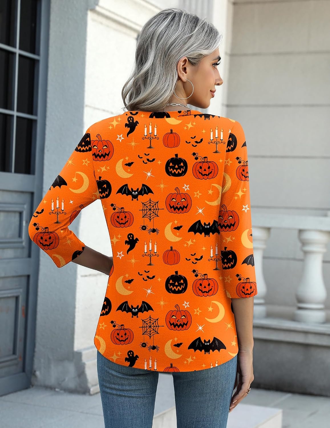 image:imageZeagoo Womens Casual 34 Sleeve TShirts Round Neck Tunic Tops Work Blouse Basic tees 34 length sleeve shirts Business casual outfits Boho tops 2026 fall fashion clothes Ladies blousesOrange Cucurbitws85