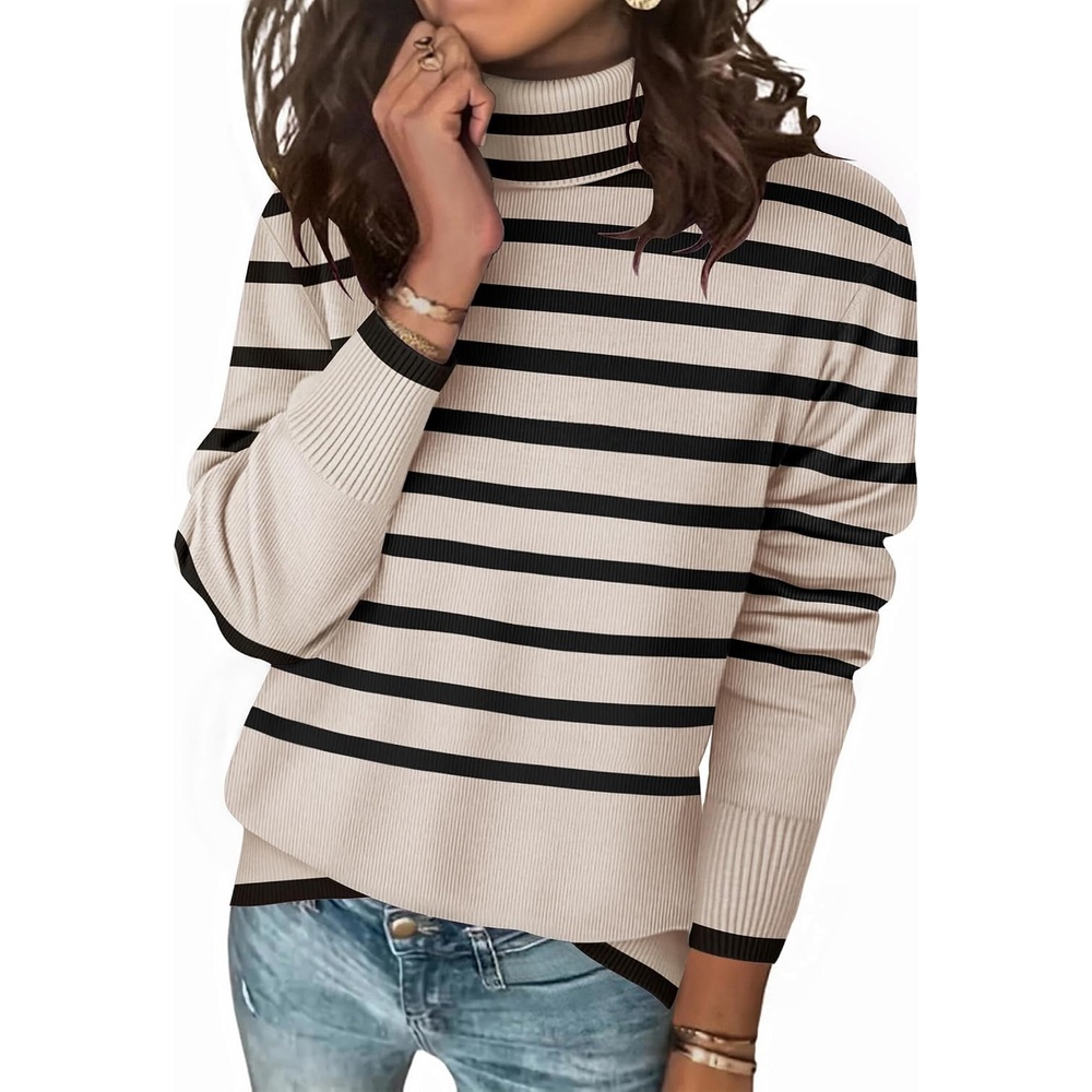 image:imageZeagoo Womens Turtleneck Sweater Long Sleeve Casual Knit Pullover Top 2026 Side Spilt Hem Soft Chunky Jumper Top Ribbed Cuff Hem Fall Fashion Outfits Basic Winter Clothing for Dressy Office WorkPat2