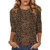 Zeagoo Women’s Casual 3/4 Sleeve T-Shirts Round Neck Tunic Tops Work Blouse | Basic tees, 3/4 length sleeve shirts, Business casual outfits, Boho tops, 2026 fall fashion clothes, Ladies blouses(Leopard Print-an136)