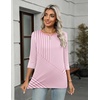 Zeagoo Women’s Casual 3/4 Sleeve T-Shirts Round Neck Tunic Tops Work Blouse | Basic tees, 3/4 length sleeve shirts, Business casual outfits, Boho tops, 2026 fall fashion clothes, Ladies blouses(Pink Stripes-tz300)