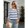 Zeagoo Women’s Casual 3/4 Sleeve T-Shirts Round Neck Tunic Tops Work Blouse | Basic tees, 3/4 length sleeve shirts, Business casual outfits, Boho tops, 2026 fall fashion clothes, Ladies blouses(Navy Stripes-tz290)