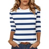 Zeagoo Women’s Casual 3/4 Sleeve T-Shirts Round Neck Tunic Tops Work Blouse | Basic tees, 3/4 length sleeve shirts, Business casual outfits, Boho tops, 2026 fall fashion clothes, Ladies blouses(Navy Stripes-tz290)