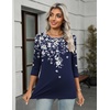 Zeagoo Women’s Casual 3/4 Sleeve T-Shirts Round Neck Tunic Tops Work Blouse | Basic tees, 3/4 length sleeve shirts, Business casual outfits, Boho tops, 2026 fall fashion clothes, Ladies blouses(Blue Flower-sf103)
