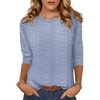 Zeagoo Women’s Casual 3/4 Sleeve T-Shirts Round Neck Tunic Tops Work Blouse | Basic tees, 3/4 length sleeve shirts, Business casual outfits, Boho tops, 2026 fall fashion clothes, Ladies blouses(Stripes Blue-tz273)