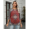 Zeagoo Women’s Casual 3/4 Sleeve T-Shirts Round Neck Tunic Tops Work Blouse | Basic tees, 3/4 length sleeve shirts, Business casual outfits, Boho tops, 2026 fall fashion clothes, Ladies blouses(Red Bohemia-mz870)