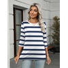 Zeagoo Women’s Casual 3/4 Sleeve T-Shirts Round Neck Tunic Tops Work Blouse | Basic tees, 3/4 length sleeve shirts, Business casual outfits, Boho tops, 2026 fall fashion clothes, Ladies blouses(Navy Stripes-tz290)