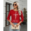 Zeagoo Women’s Casual 3/4 Sleeve T-Shirts Round Neck Tunic Tops Work Blouse | Basic tees, 3/4 length sleeve shirts, Business casual outfits, Boho tops, 2026 fall fashion clothes, Ladies blouses(Red Christmas-sd485)