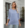 Zeagoo Women’s Casual 3/4 Sleeve T-Shirts Round Neck Tunic Tops Work Blouse | Basic tees, 3/4 length sleeve shirts, Business casual outfits, Boho tops, 2026 fall fashion clothes, Ladies blouses(Stripes Blue-tz273)
