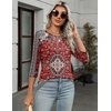 Zeagoo Women’s Casual 3/4 Sleeve T-Shirts Round Neck Tunic Tops Work Blouse | Basic tees, 3/4 length sleeve shirts, Business casual outfits, Boho tops, 2026 fall fashion clothes, Ladies blouses(Red Bohemia-mz870)