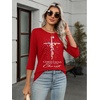 Zeagoo Women’s Casual 3/4 Sleeve T-Shirts Round Neck Tunic Tops Work Blouse | Basic tees, 3/4 length sleeve shirts, Business casual outfits, Boho tops, 2026 fall fashion clothes, Ladies blouses(Red Christmas-sd485)