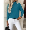 Zeagoo Women’s Turtleneck Sweater Long Sleeve Casual Knit Pullover Top 2026 | Side Spilt Hem, Soft Chunky Jumper Top, Ribbed Cuff Hem, Fall Fashion Outfits, Basic Winter Clothing for Dressy Office Work(Peacock Blue)
