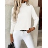 Zeagoo Women’s Turtleneck Sweater Long Sleeve Casual Knit Pullover Top 2026 | Side Spilt Hem, Soft Chunky Jumper Top, Ribbed Cuff Hem, Fall Fashion Outfits, Basic Winter Clothing for Dressy Office Work(White)