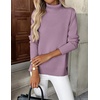 Zeagoo Women’s Turtleneck Sweater Long Sleeve Casual Knit Pullover Top 2026 | Side Spilt Hem, Soft Chunky Jumper Top, Ribbed Cuff Hem, Fall Fashion Outfits, Basic Winter Clothing for Dressy Office Work(Purple)