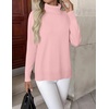 Zeagoo Women’s Turtleneck Sweater Long Sleeve Casual Knit Pullover Top 2026 | Side Spilt Hem, Soft Chunky Jumper Top, Ribbed Cuff Hem, Fall Fashion Outfits, Basic Winter Clothing for Dressy Office Work(Light Pink)