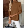 Zeagoo Women’s Turtleneck Sweater Long Sleeve Casual Knit Pullover Top 2026 | Side Spilt Hem, Soft Chunky Jumper Top, Ribbed Cuff Hem, Fall Fashion Outfits, Basic Winter Clothing for Dressy Office Work(Light Brown)