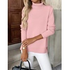 Zeagoo Women’s Turtleneck Sweater Long Sleeve Casual Knit Pullover Top 2026 | Side Spilt Hem, Soft Chunky Jumper Top, Ribbed Cuff Hem, Fall Fashion Outfits, Basic Winter Clothing for Dressy Office Work(Light Pink)