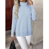 Zeagoo Women’s Turtleneck Sweater Long Sleeve Casual Knit Pullover Top 2026 | Side Spilt Hem, Soft Chunky Jumper Top, Ribbed Cuff Hem, Fall Fashion Outfits, Basic Winter Clothing for Dressy Office Work(Blue)