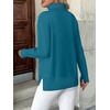 Zeagoo Women’s Turtleneck Sweater Long Sleeve Casual Knit Pullover Top 2026 | Side Spilt Hem, Soft Chunky Jumper Top, Ribbed Cuff Hem, Fall Fashion Outfits, Basic Winter Clothing for Dressy Office Work(Peacock Blue)