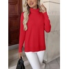 Zeagoo Women’s Turtleneck Sweater Long Sleeve Casual Knit Pullover Top 2026 | Side Spilt Hem, Soft Chunky Jumper Top, Ribbed Cuff Hem, Fall Fashion Outfits, Basic Winter Clothing for Dressy Office Work(Xmas Red)