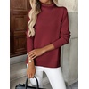 Zeagoo Women’s Turtleneck Sweater Long Sleeve Casual Knit Pullover Top 2026 | Side Spilt Hem, Soft Chunky Jumper Top, Ribbed Cuff Hem, Fall Fashion Outfits, Basic Winter Clothing for Dressy Office Work(Deep Red)