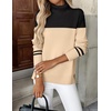 Zeagoo Women’s Turtleneck Sweater Long Sleeve Casual Knit Pullover Top 2026 | Side Spilt Hem, Soft Chunky Jumper Top, Ribbed Cuff Hem, Fall Fashion Outfits, Basic Winter Clothing for Dressy Office Work(Pat1)