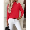 Zeagoo Women’s Turtleneck Sweater Long Sleeve Casual Knit Pullover Top 2026 | Side Spilt Hem, Soft Chunky Jumper Top, Ribbed Cuff Hem, Fall Fashion Outfits, Basic Winter Clothing for Dressy Office Work(Xmas Red)