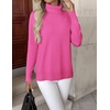 Zeagoo Women’s Turtleneck Sweater Long Sleeve Casual Knit Pullover Top 2026 | Side Spilt Hem, Soft Chunky Jumper Top, Ribbed Cuff Hem, Fall Fashion Outfits, Basic Winter Clothing for Dressy Office Work(Hot Pink)