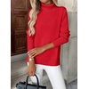 Zeagoo Women’s Turtleneck Sweater Long Sleeve Casual Knit Pullover Top 2026 | Side Spilt Hem, Soft Chunky Jumper Top, Ribbed Cuff Hem, Fall Fashion Outfits, Basic Winter Clothing for Dressy Office Work(Xmas Red)