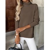 Zeagoo Women’s Turtleneck Sweater Long Sleeve Casual Knit Pullover Top 2026 | Side Spilt Hem, Soft Chunky Jumper Top, Ribbed Cuff Hem, Fall Fashion Outfits, Basic Winter Clothing for Dressy Office Work(Brown)