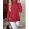 Zeagoo Women’s Turtleneck Sweater Long Sleeve Casual Knit Pullover Top 2026 | Side Spilt Hem, Soft Chunky Jumper Top, Ribbed Cuff Hem, Fall Fashion Outfits, Basic Winter Clothing for Dressy Office Work(Red)