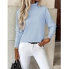 Zeagoo Women’s Turtleneck Sweater Long Sleeve Casual Knit Pullover Top 2026 | Side Spilt Hem, Soft Chunky Jumper Top, Ribbed Cuff Hem, Fall Fashion Outfits, Basic Winter Clothing for Dressy Office Work(Blue)