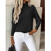 Zeagoo Women’s Turtleneck Sweater Long Sleeve Casual Knit Pullover Top 2026 | Side Spilt Hem, Soft Chunky Jumper Top, Ribbed Cuff Hem, Fall Fashion Outfits, Basic Winter Clothing for Dressy Office Work(Black)